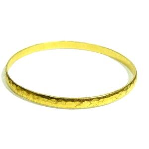Minimalist Bangle Bracelet Hammered Gold Tone Textured Round